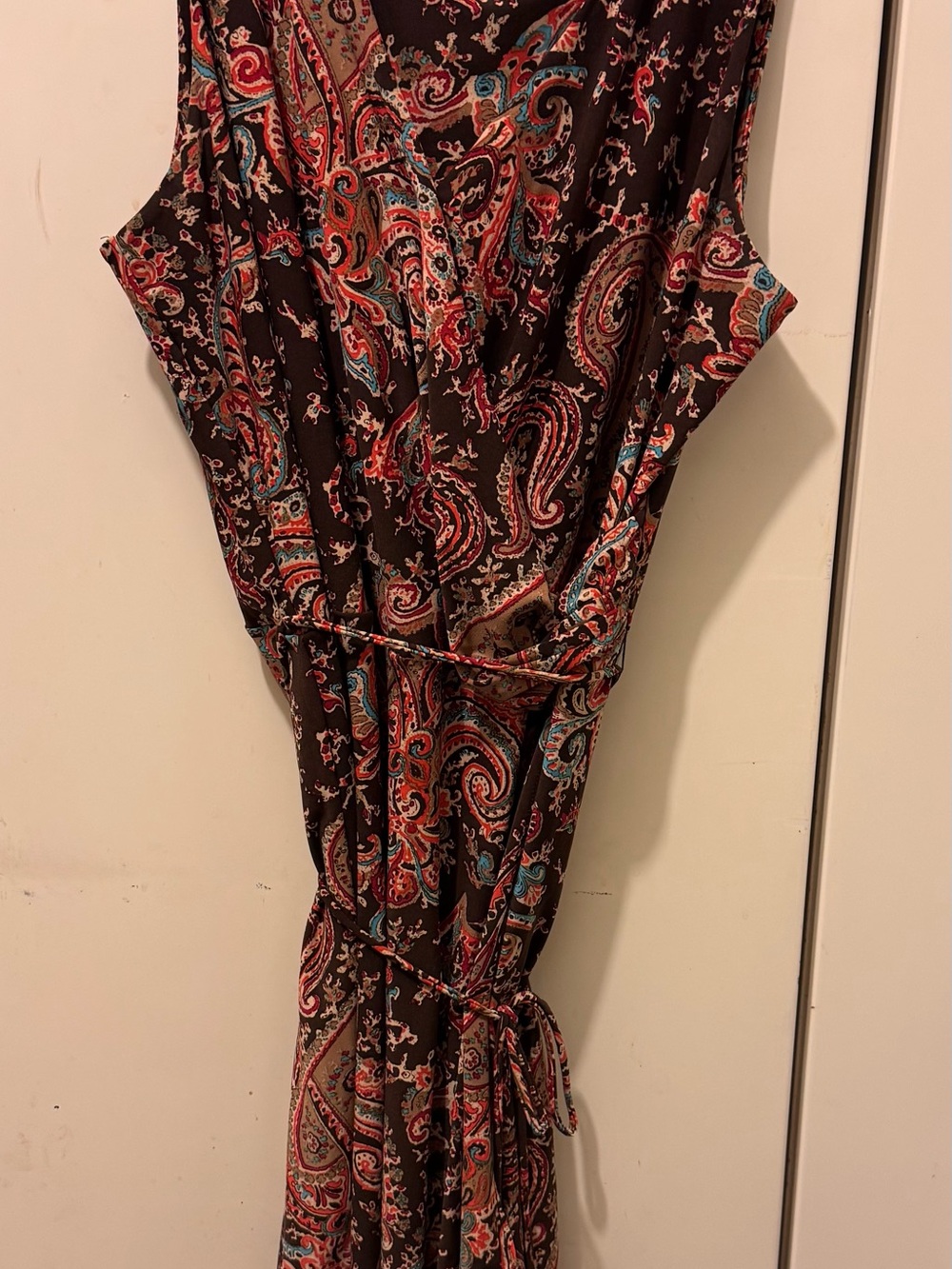 RALPH LAUREN PLUS PAISLEY PRINT SLEEVELESS FAUX WRAP DRESS SIZE 2X Preppy Classy